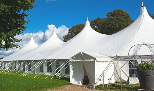 high-quality portable restrooms stationed at a wedding, meeting the needs of guests throughout the outdoor reception in Camas WA